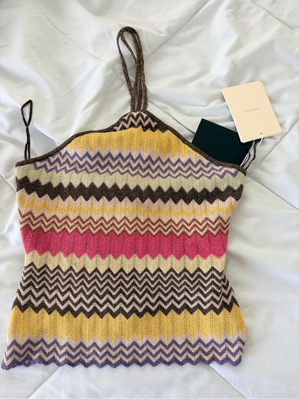 Faithfull Brand Zigzag Knit Top and short with Metallic Brown and Purple Accents - Picture 2 of 4